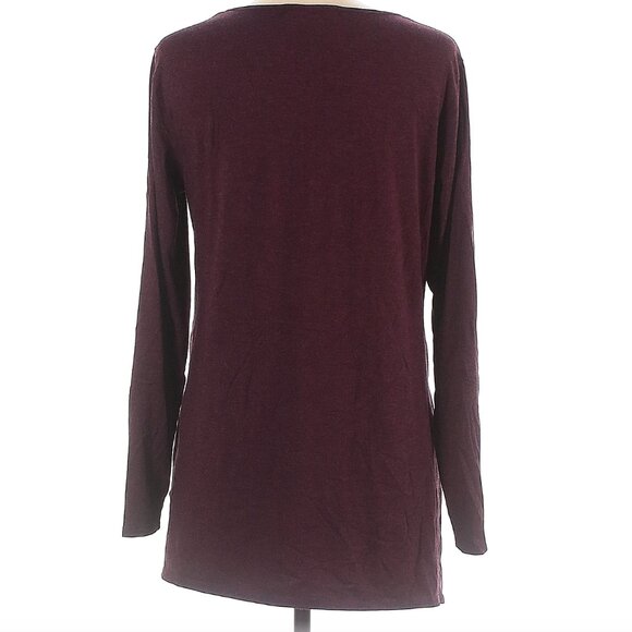 Cut Loose Burgundy Long sleeve Blouse with side slits Large - Picture 3 of 3